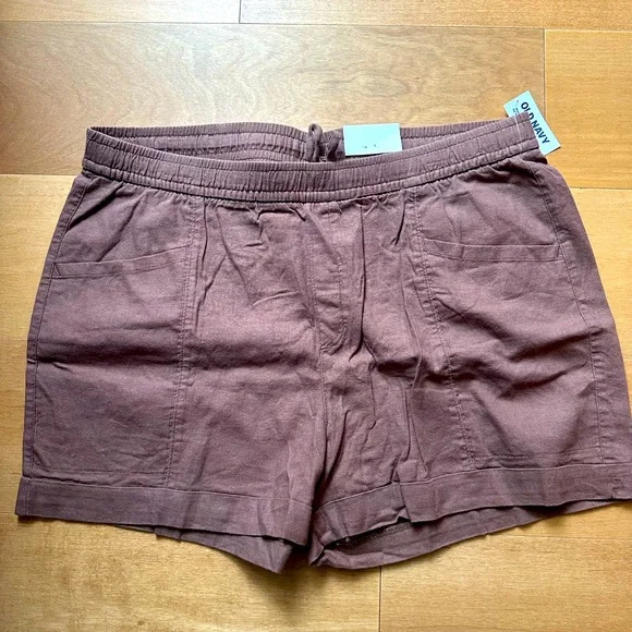 NWT, Old Navy Linen Blend Elastic Waist Shorts, Size L - Picture 2 of 6